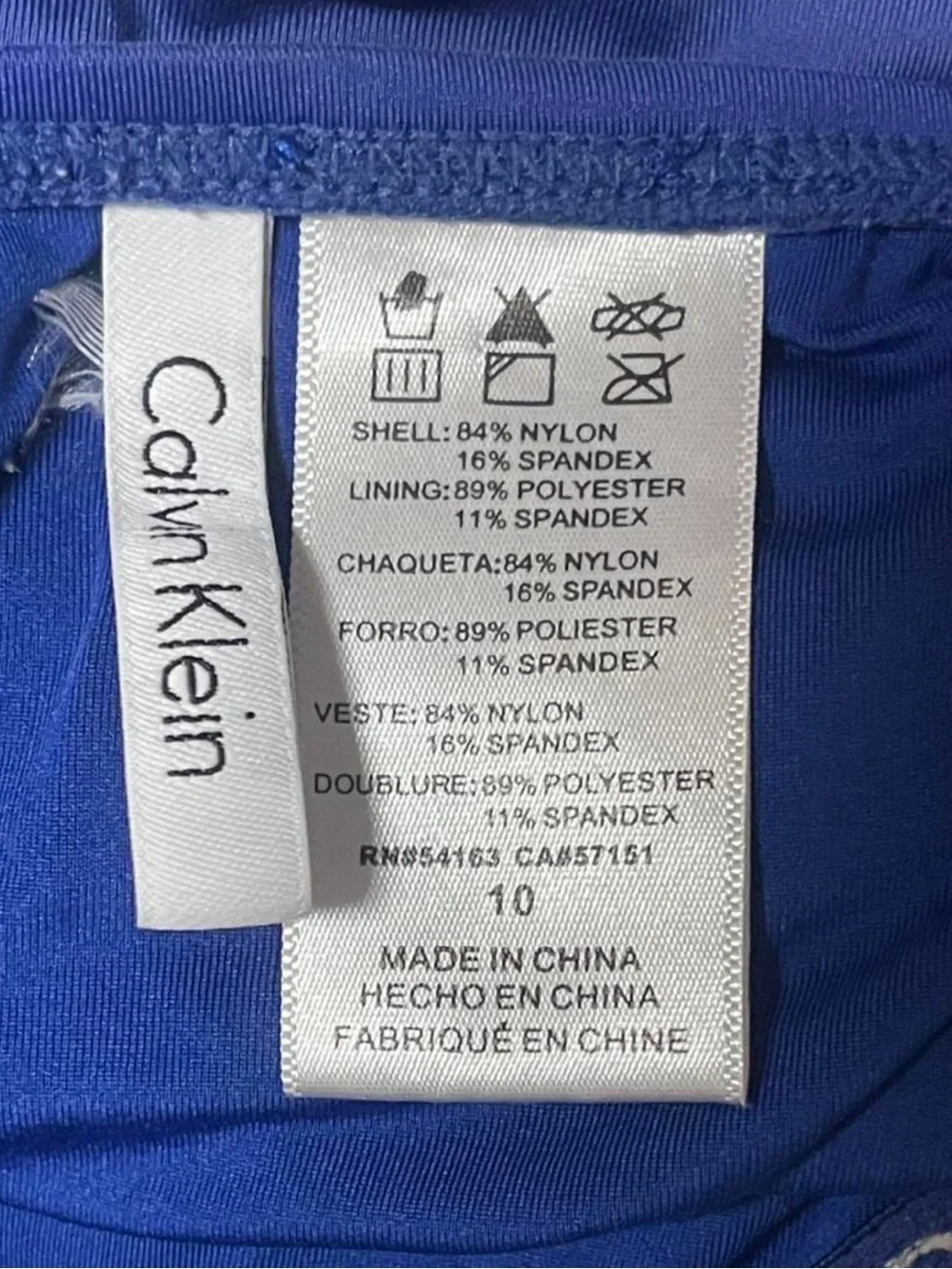 Calvin Klein Pleated Front One Piece Swimsuit Atlantis Blue Size 10 Ruched